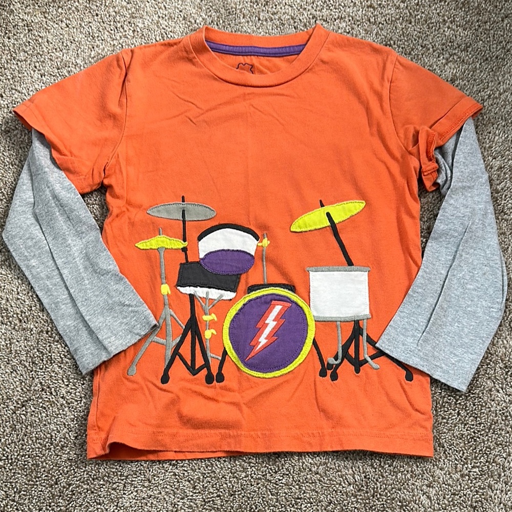 Orange and Gray Kids Drum Set Shirt
